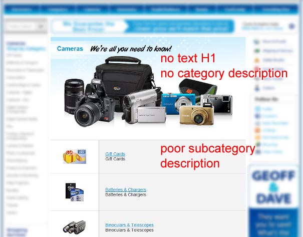 ecommerce category pages SEO